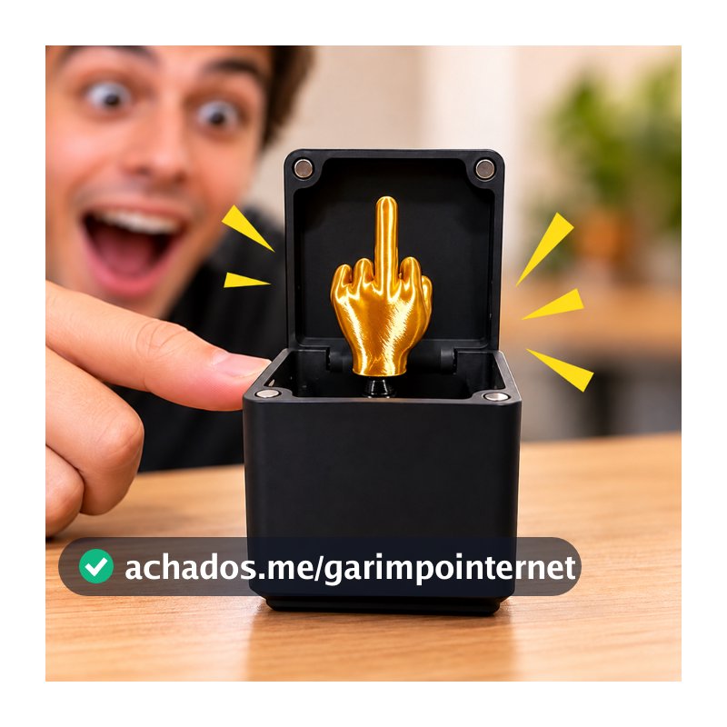 Caixa Surpresa Pegadinha Dedo do Meio Brinquedo de Brincadeira Presente Engraçado para Amigos Festa e Amigo Secreto