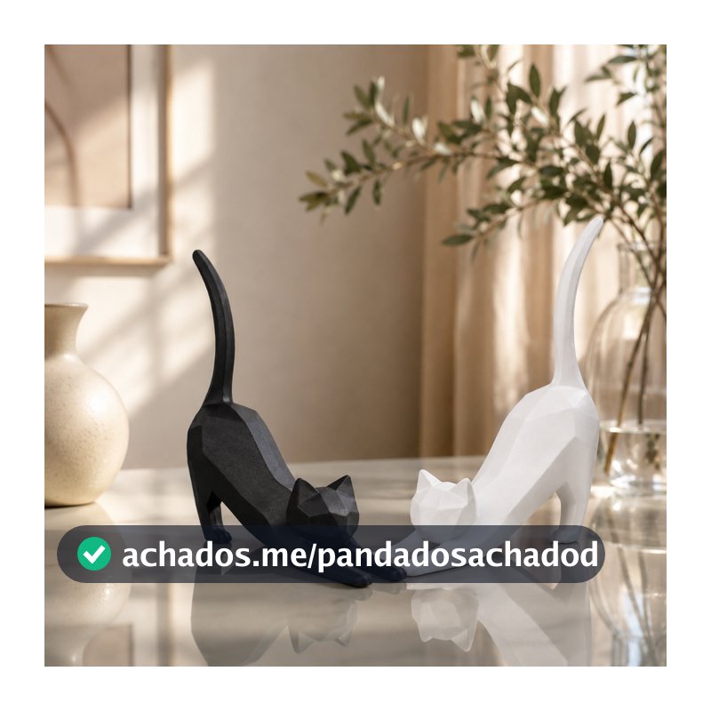 Gato Decorativo Casal Escultura Moderna para Sala Quarto Escritório Decoração Minimalista
