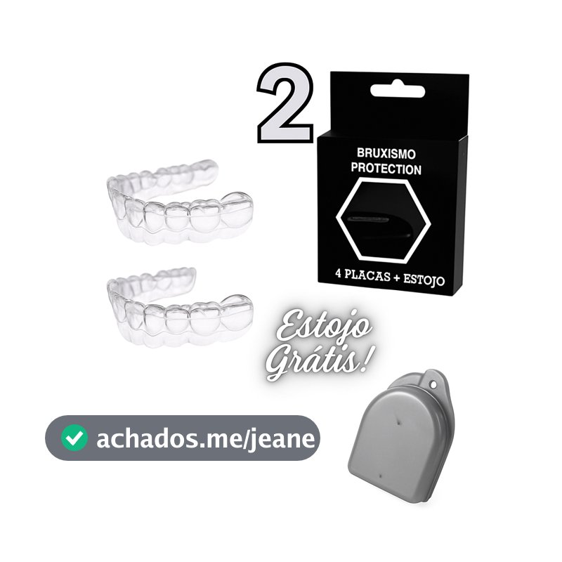 2 Placas Protetor Bucal Moldável (1 par) + Estojo Moldeira Molde Silicone Bruxismo Caseiro Protetor