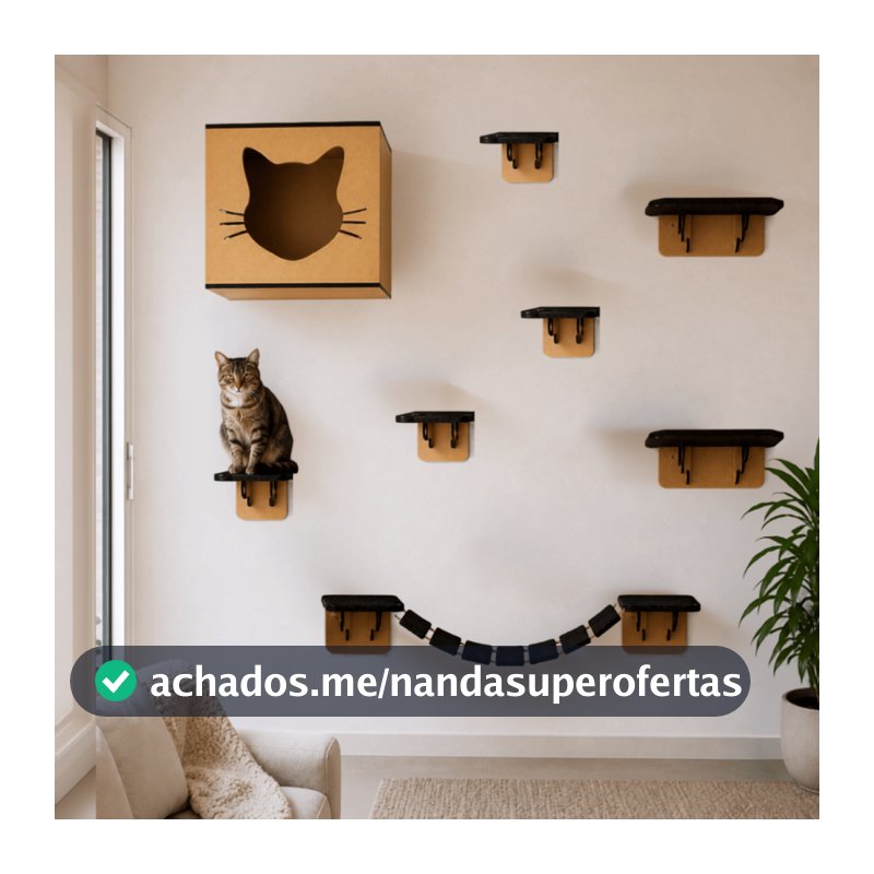 Prateleira Para Gato Com Nicho Gato Rede Cama Comedouro Arranhador