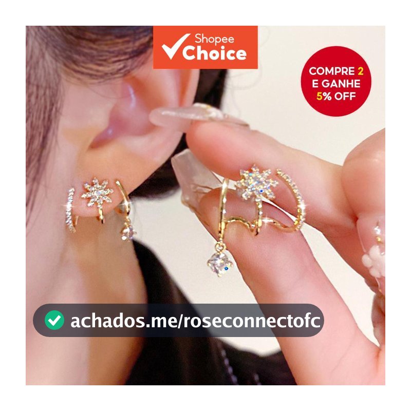 Brincos femininos 1 par, na cor dourada, com zircônia embutida, design de estrela de oito pontas, feitos de liga metálic