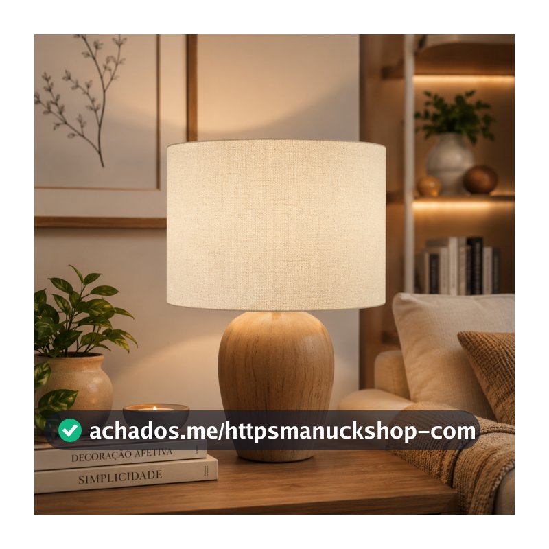 Cúpula Algodão Cru 40x40x22cm Cilíndrica E27 – para Abajur, Pendente e Luminária