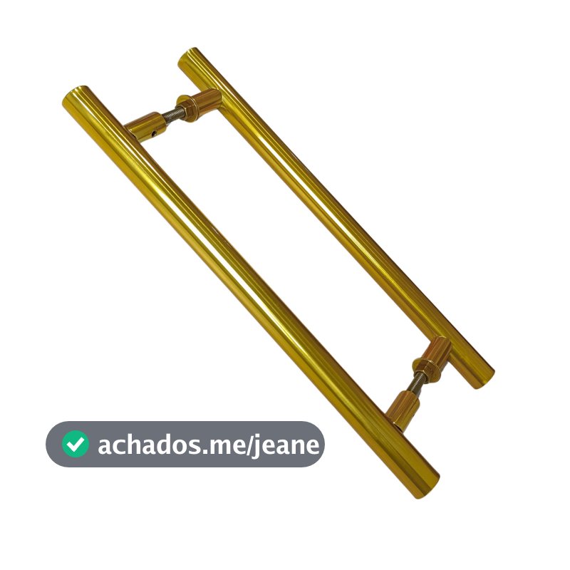 Puxador Duplo Alumínio Tubular 40cm Porta Vidro Blindex Madeira Pivotante Portão Social Interno e Externo Dourado