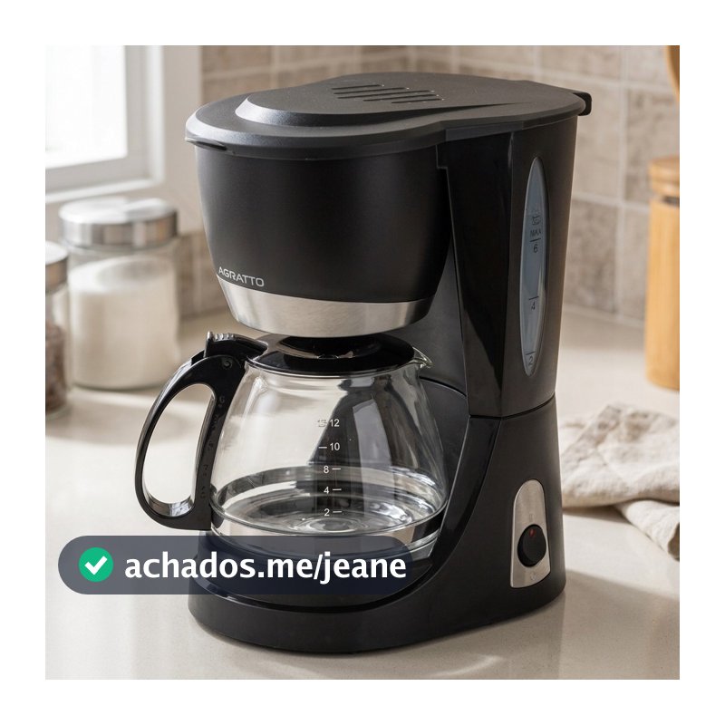Cafeteira Elétrica Preta Agratto Vetro Caffe 15x 220V 127V Portátil Café Expresso com Filtro