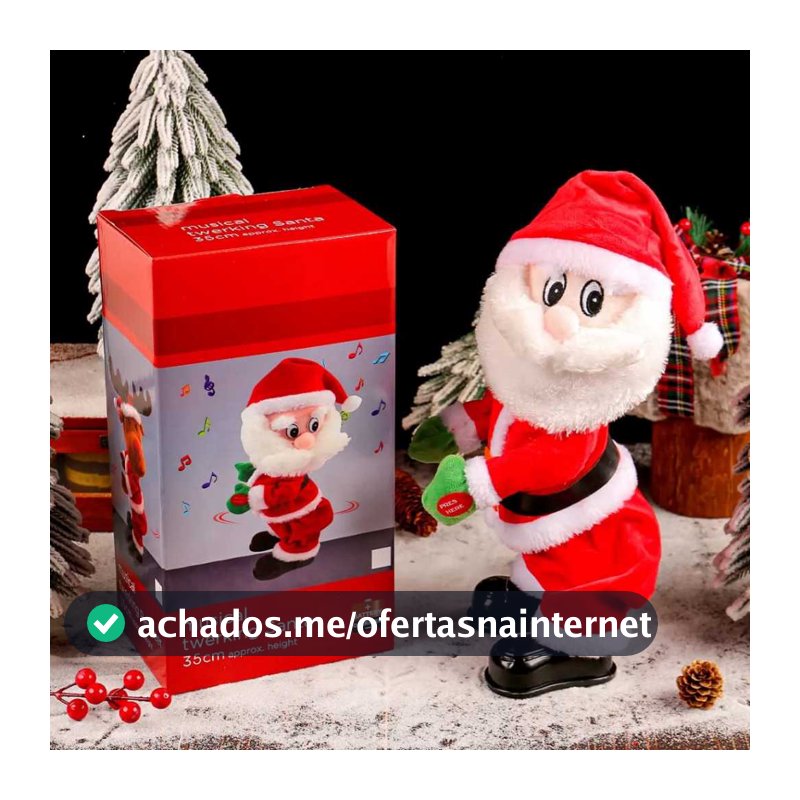 Papai Noel Musical com Movimento aciona o Movimento na Mão.