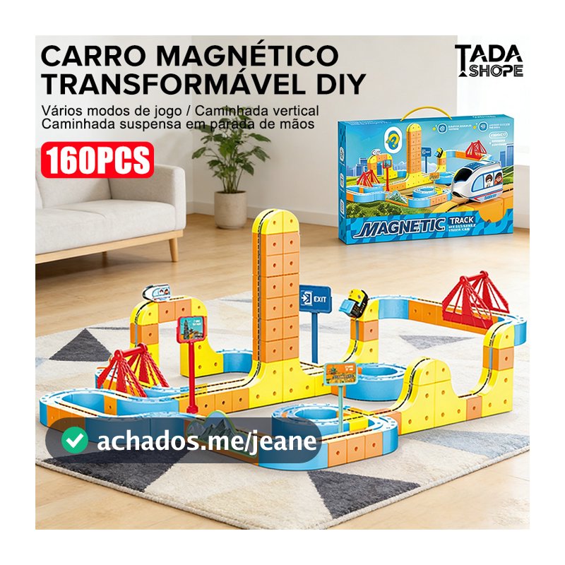 Trem Magnético Infantil Pista 3D 67/83/131/160 Peças Blocos de Montar Educativo Anti-Gravidade Crianças TADASHOPE