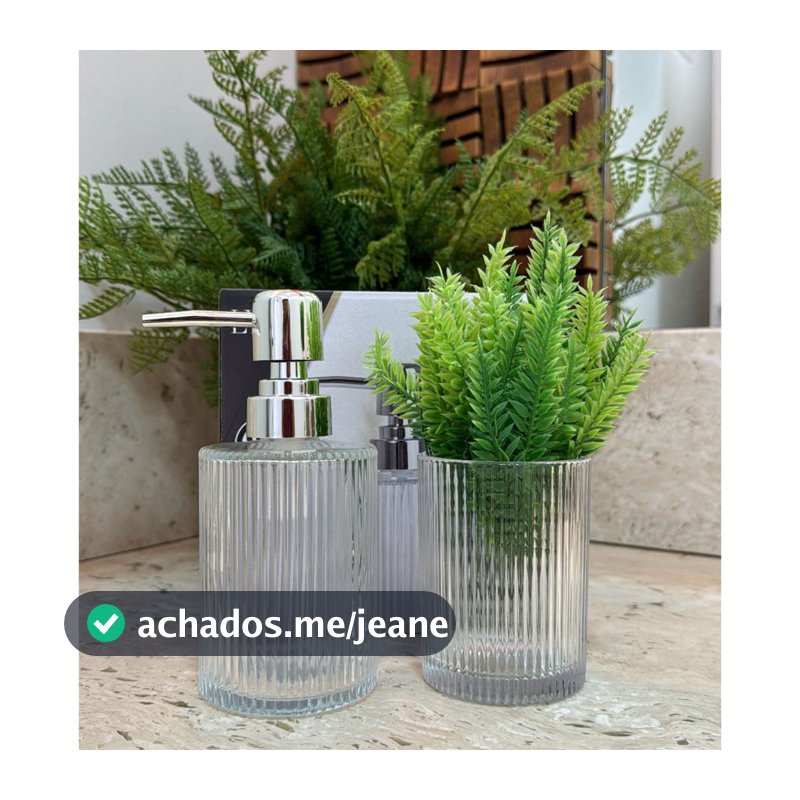 Conjunto de 2 Peças para Banheiro Lavabo de Vidro Lyor Lines Diamond Quadri Decoração Casa