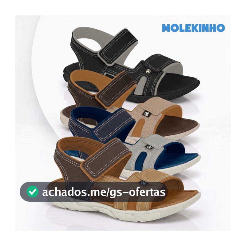Sandália Papete Menino Infantil Molekinho Casual Escolar Velcro Calce Fácil Confortável Original