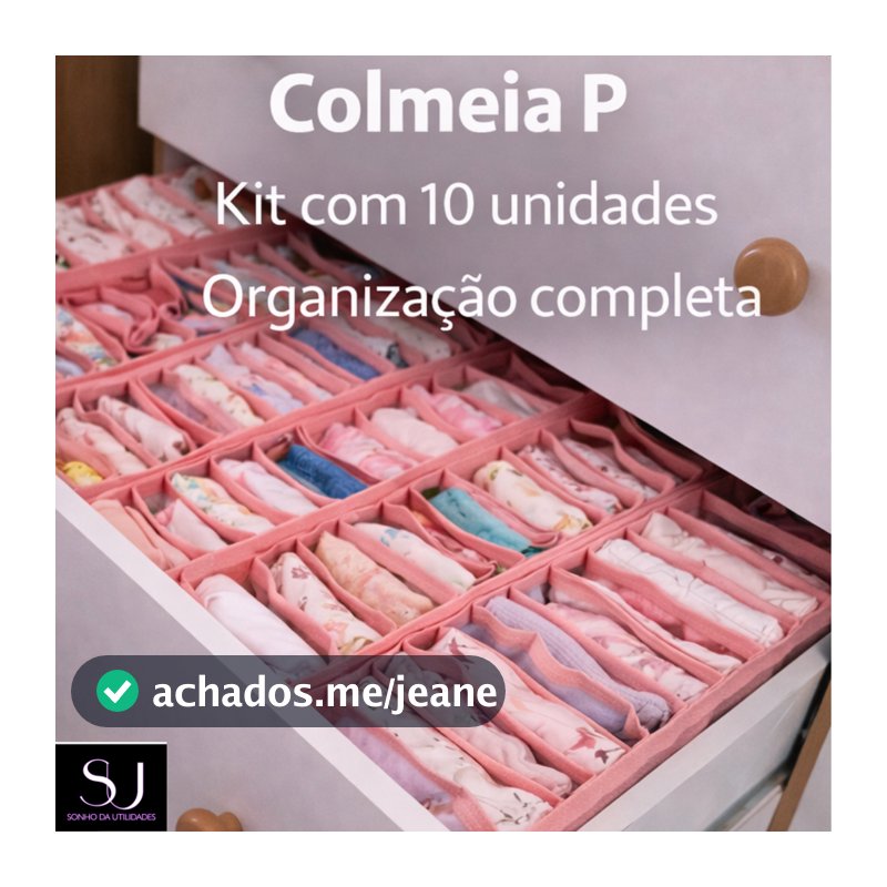 Kit 10 Colmeias Organizador Transparentes Rosa P Gavetas, Closet - SU Sonho da Utilidades