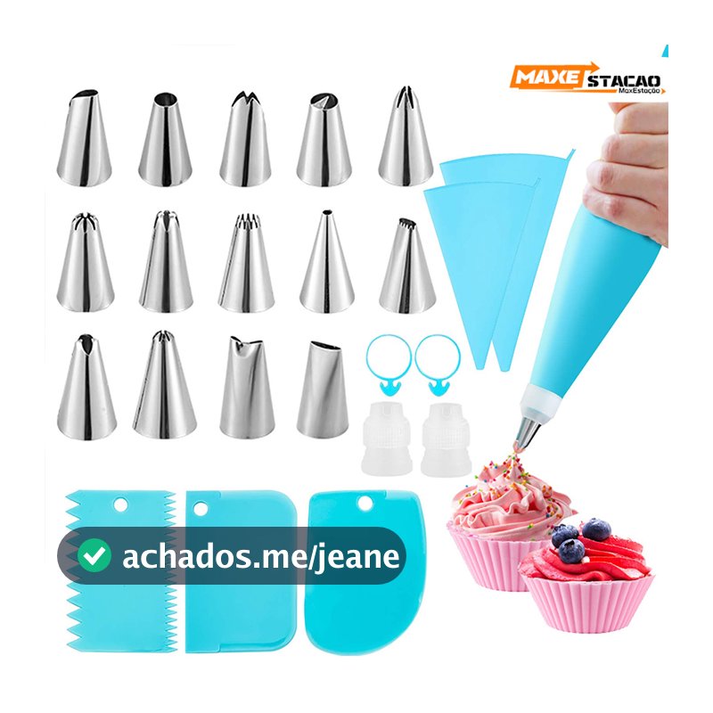 Kit Saco de Confeiteiro 24 Peças Profissional - Conjunto Completo com Sacos Reutilizáveis e Bicos para Iniciantes