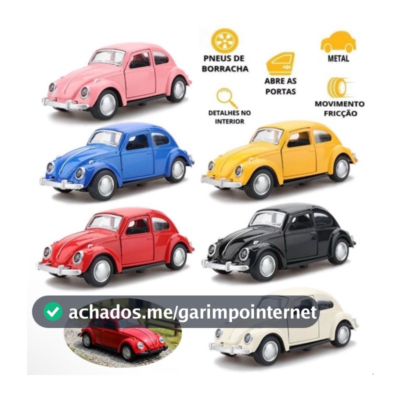 Miniatura Carrinho De Ferro Fusca Clássico 1/32 a Fricção Abre Porta Fusquinha Coleção Brinquedo Die Cast Volkswagen