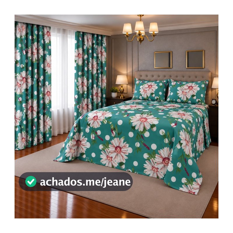 Kit Quarto 4 Peças Lençol com Cortina + 2 Porta-Travesseiros Casal Queen Toque Aveludado 400 Fios