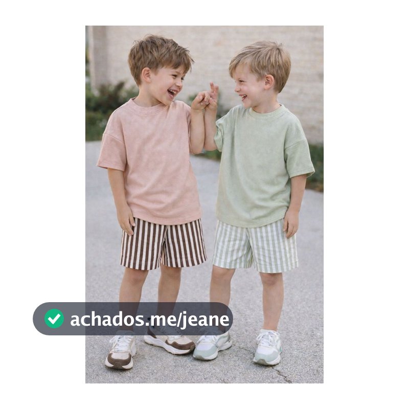 Conjunto Infantil  Verão  Kit 2 peças Camiseta Oversized + Bermuda Listrada