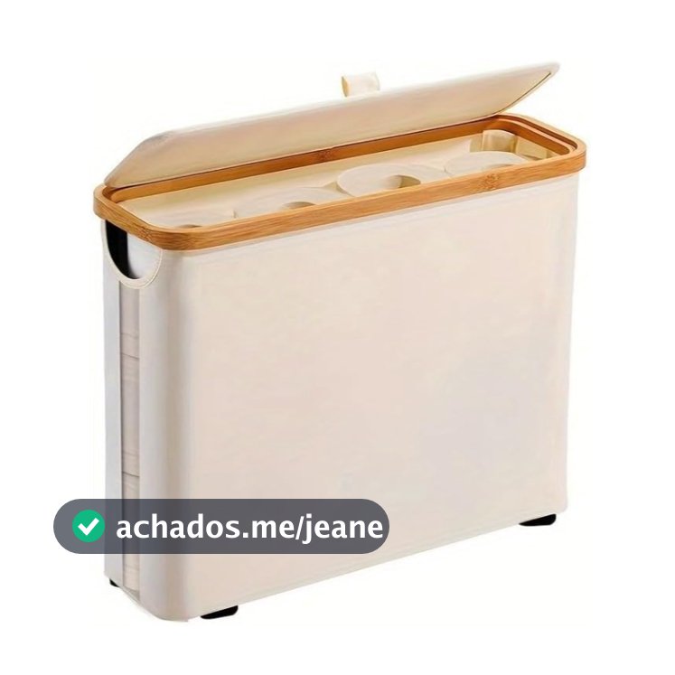 Suporte Cesto De Papel Higiênico De Bambu Com Tampa Para Armazenamento De Armário De Banheiro