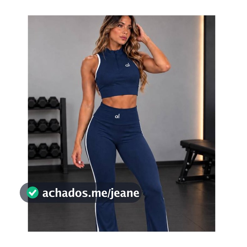 Conjunto Feminino Fitness Academia Yoga Track Pants Calça Wide Leg E Cropped Zíper YU5043