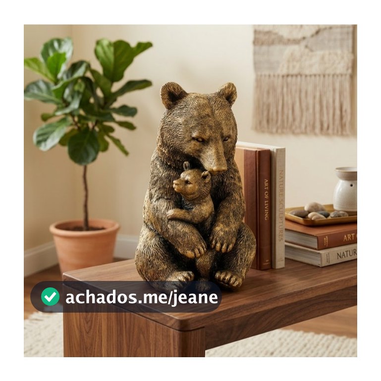 DECORAÇÃO ELEGANTE ESTATUETA URSO FAMILIA TRANSMITE CUIDADO E FAMILIA