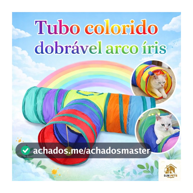 Túnel Dobrável para Gatos em T | Brinquedo com 3 Saídas e Janela, Diversão Felina
