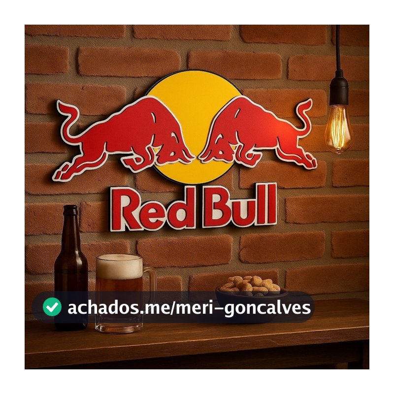 Placa Decorativa Red Bull 3D Relevo Para Decoração de Bar e Restaurante Área Gourmet Churrasco