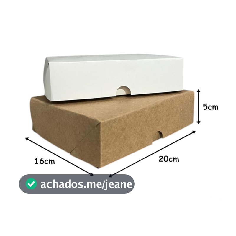 40 Caixas de Papel Duplex Branca e Kraft 20x16x5 Para Delivery Fastfood Doces Restaurante e Festas