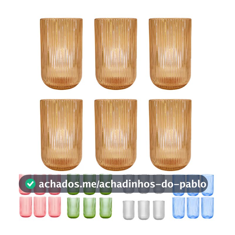 Jogo com 6 Copos De Vidro 460ml Versalhes Canelado
