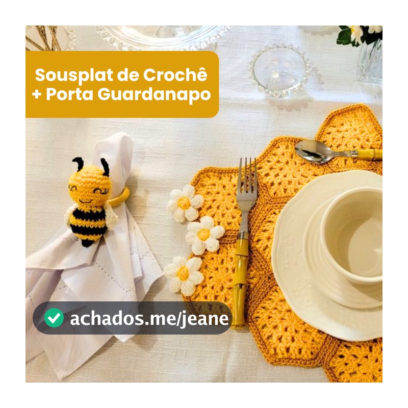 Sousplat abelhas Crochê Jogo Americano abelhas Suplat Mesa Posta chá Jantar Decoração pra mesa posta