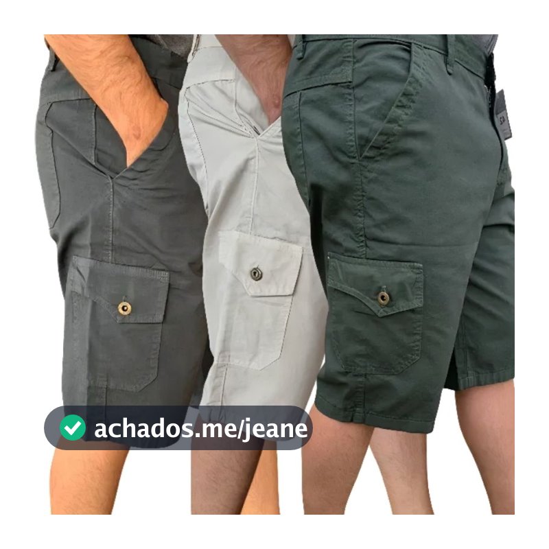 Bermuda Masculina Cargo Brim Sarja Premium
