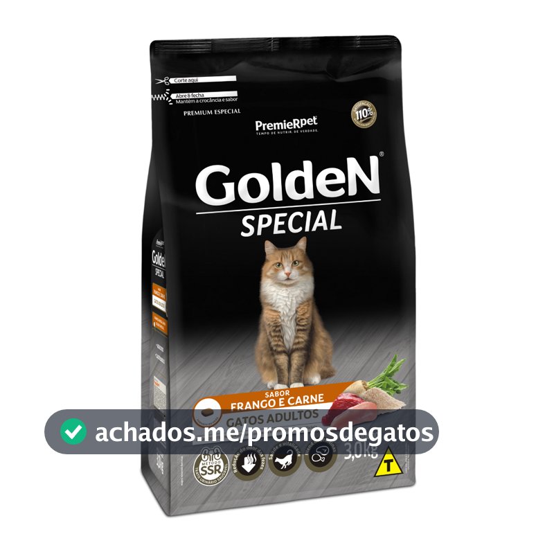 Ração Golden Special Gatos Adultos Frango e Carne 3kg