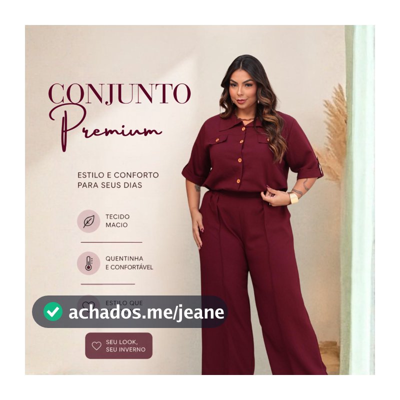 Conjunto Social Premium Com Mangas Botões Frontais