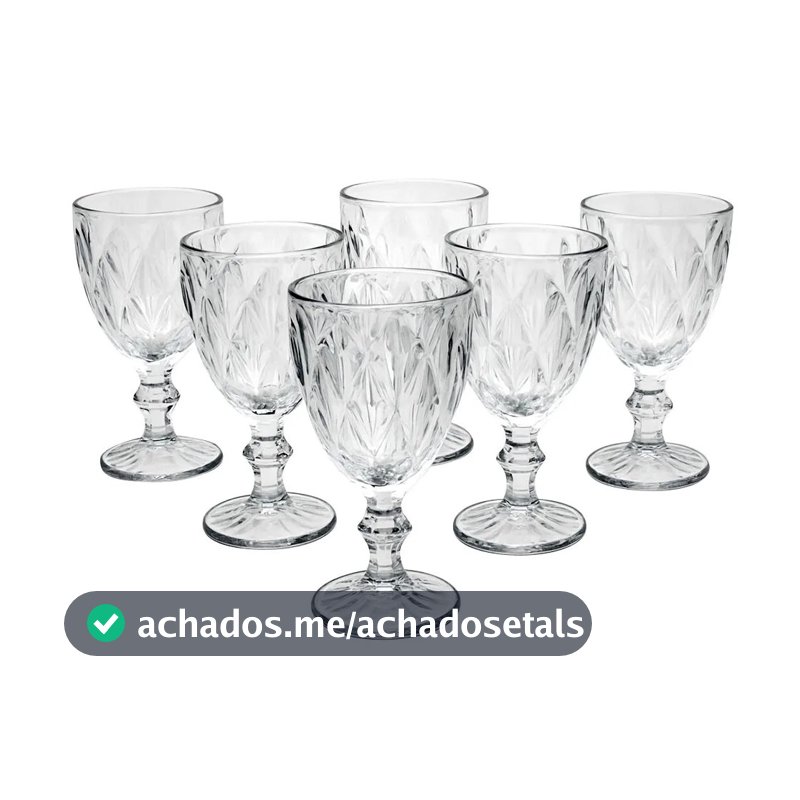 Kit 6 Taças Diamond Transparentes – Elegantes para Mesa, Festas e Ocasiões Especiais