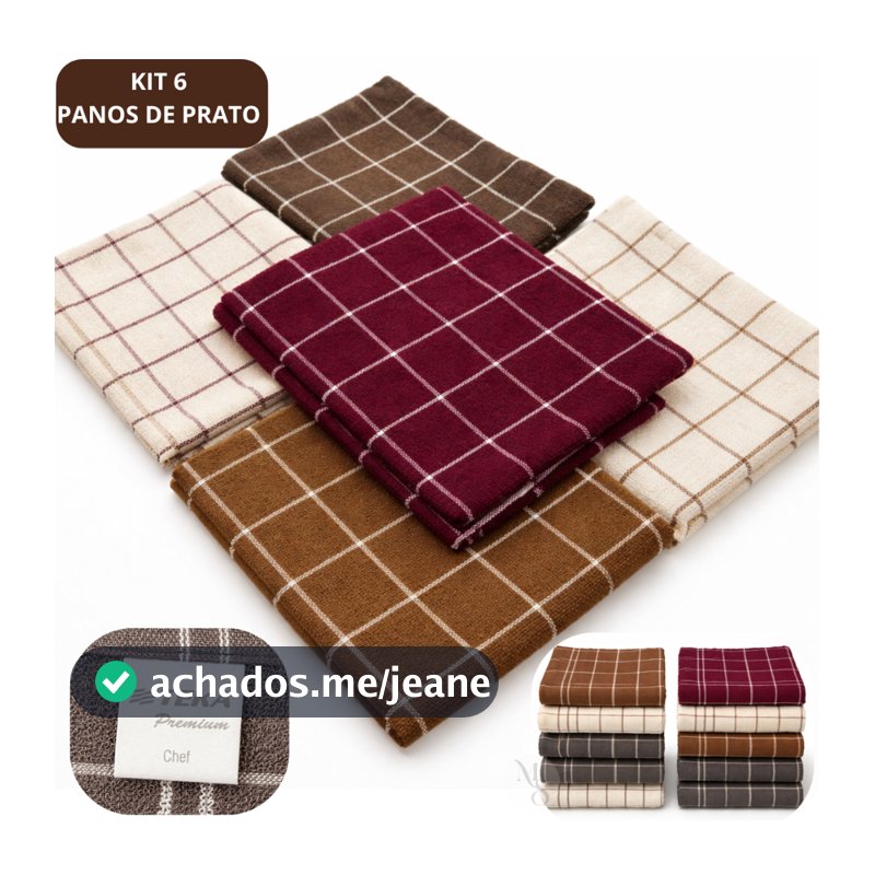 Kit 6 Pano de Prato Copa Chef Teka 100% Algodão Premium Felpudo Atoalhado Gourmet