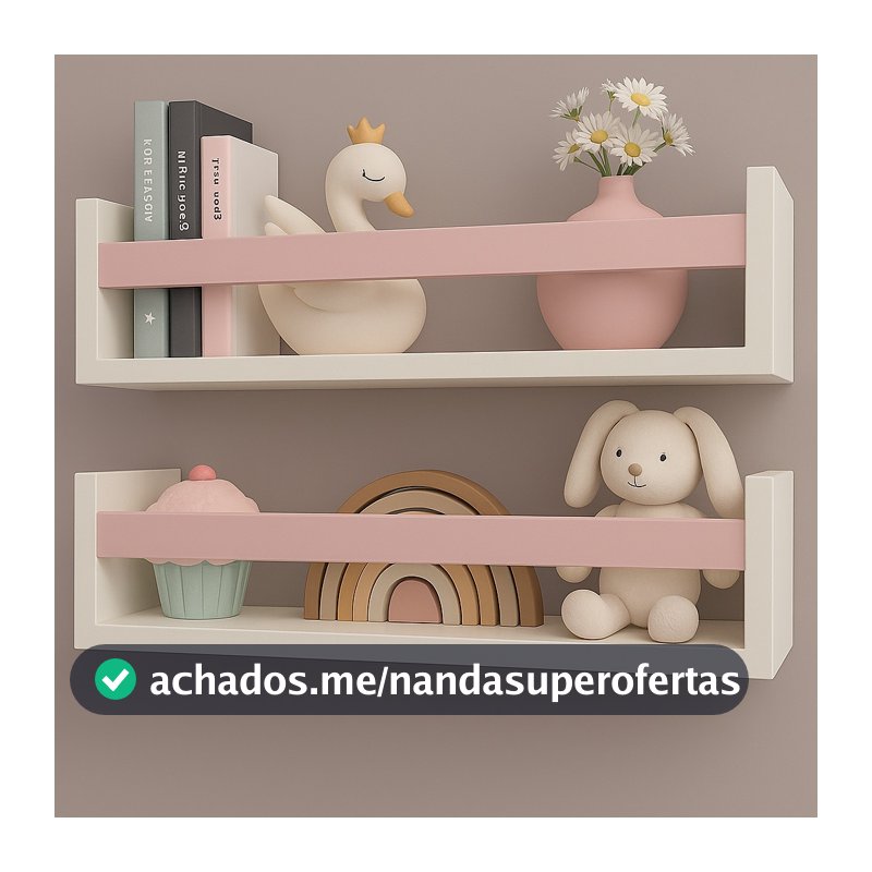 Kit 2 prateleiras para livros infantil Menina Nicho Organizador Moveis Infantis