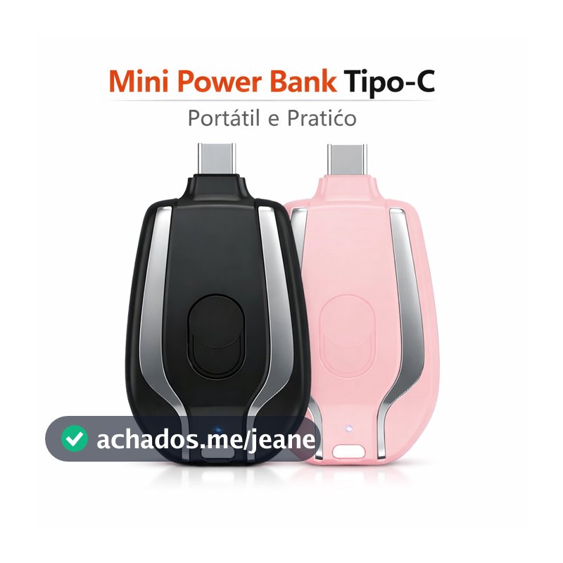 Carregador Portátil Chaveiro Tipo-C de Emergência Mini Power Bank