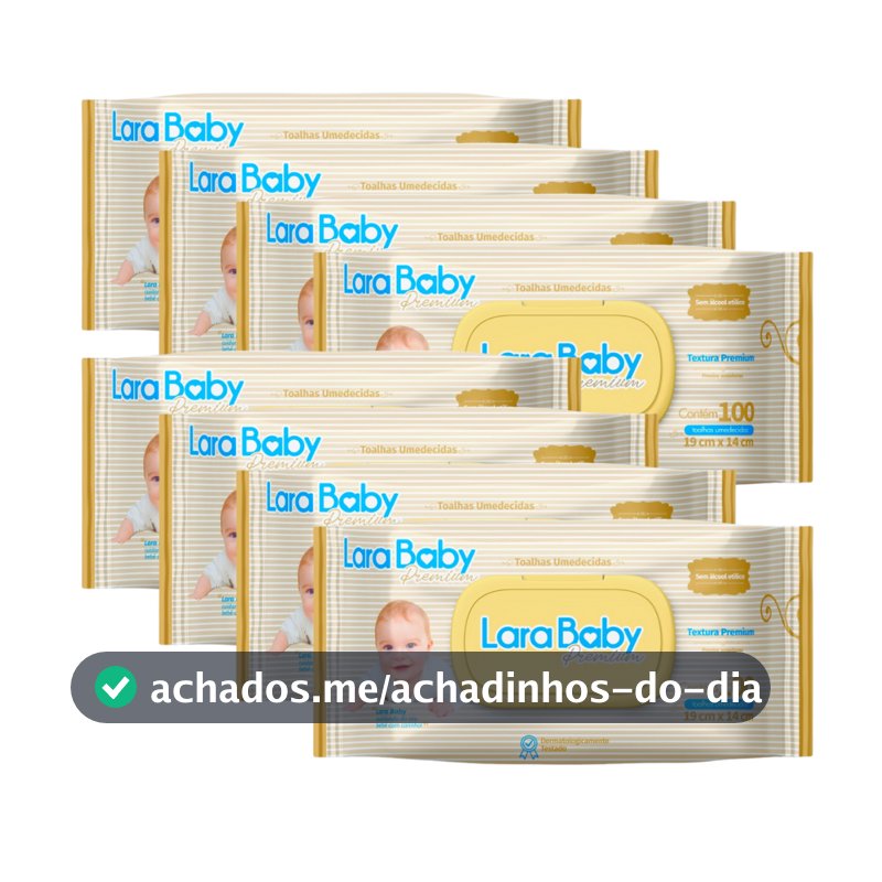 Kit C/8 Lenço Umedecido Lara Baby Premium 100 Unidades Total 800
