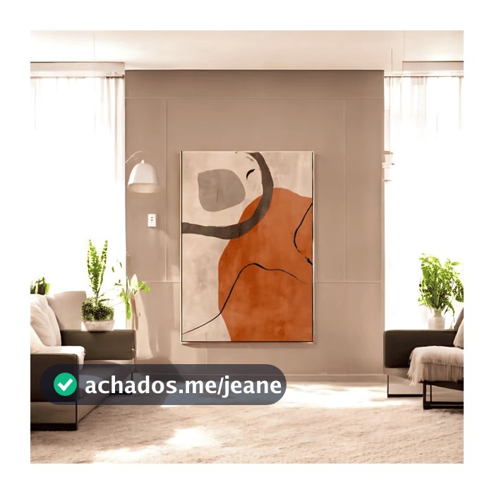 Quadro Decorativo Formas Abstratas Terracota 60x90 Tela Grande Pronto Para Pendurar Sala Quarto