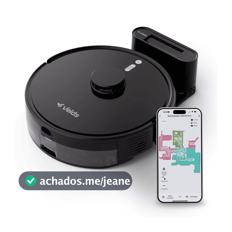 Robô Aspirador De Pó Velds Wi-fi 3 Em 1 - Varre + Aspira E Passa Pano com Mapeamento Via App Bivolt