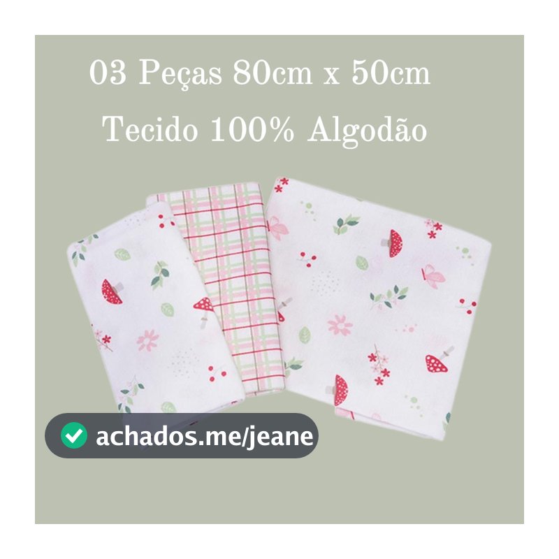 Kit Cueiro Dengo Estampa Cogumelo 03 Peças 80cm x 50cm