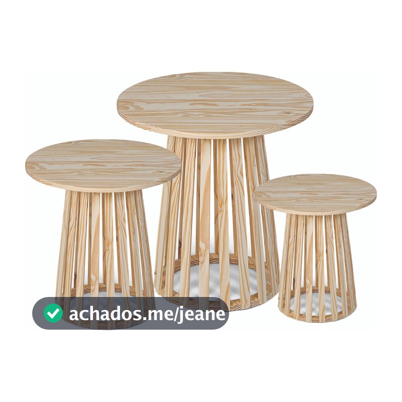 Mesas Ripadas Desmontável Em Madeira PINUS CRU Para Decoração De Festa Tamanhos 80 e 60 e 40