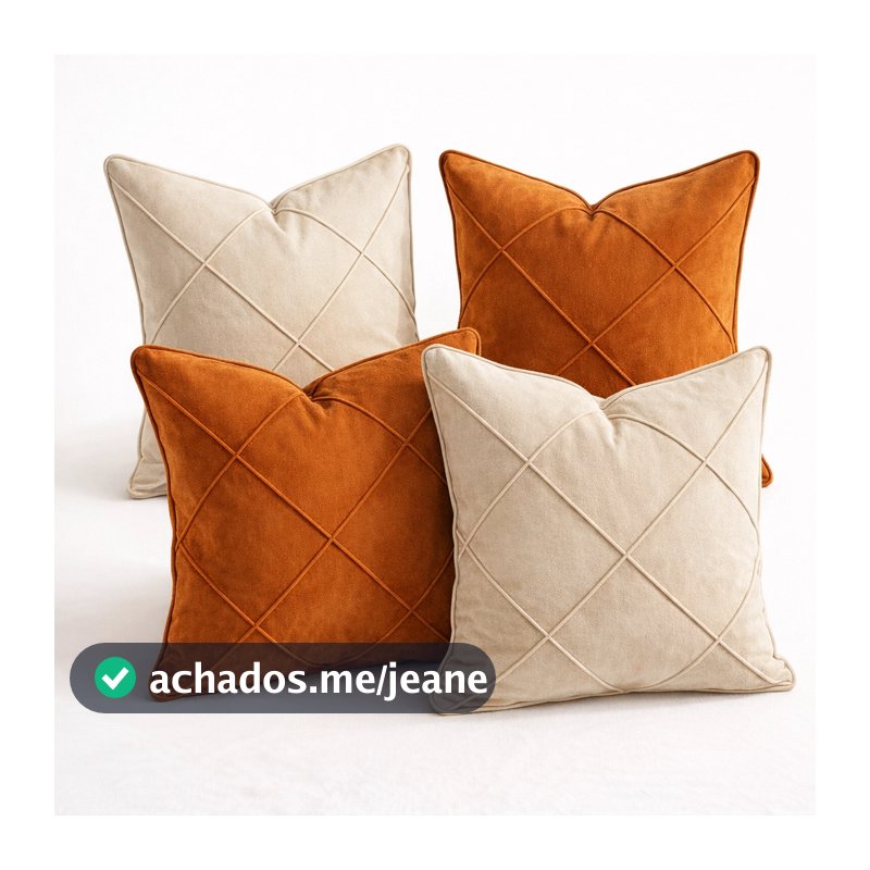Kit 4 Capas de Almofadas Decorativas Suede Premium Sofá Sala Quarto – Conjunto Decoração