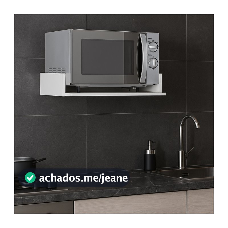 Suporte Flutuante Parede Microondas Airfryer Forninho Impressora Eletrodoméstico Cozinha Branco MDF