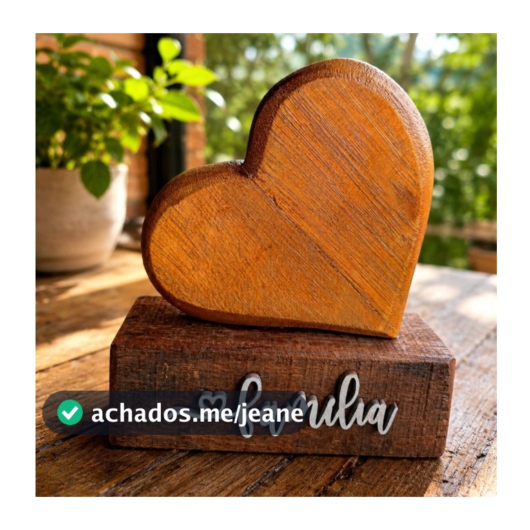 Coração Família Madeira Decoração Pedestal