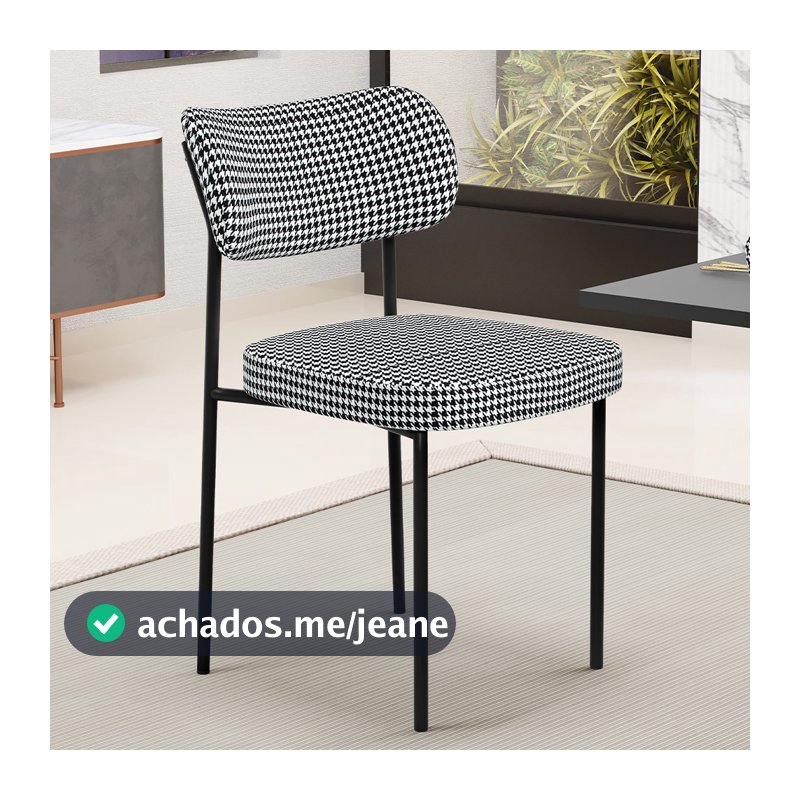 Cadeira Decorativa Estofada Para Sala de Jantar Melina L02 Pied Poule - Lyam Decor