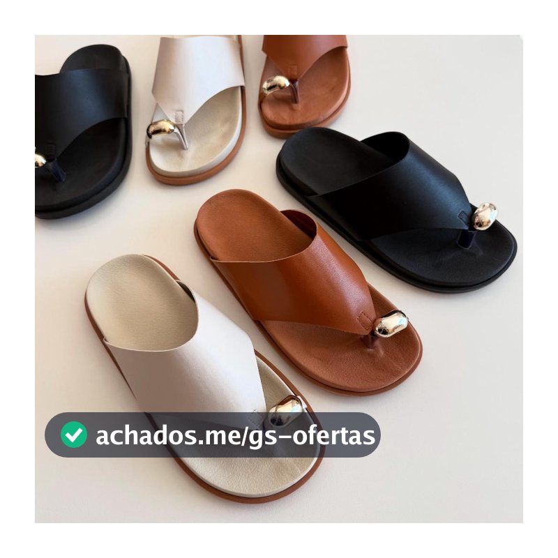 Sandalia Rasteirinha Feminina Flat Papete Leve e Confortavel Birken Detalhe Metalizado Dourado ABS