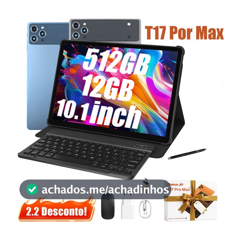 2026 Tablet T17 PRO MAX amx  mouse teclado 12GB RAM 512GB ROM Android14 com case 10.1 polegadas câmera 32MP