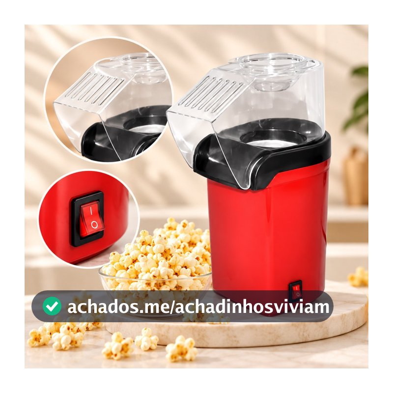Pipoqueira Elétrica 110V Sem Óleo Popcorn Maker Máquina de Fazer Pipoca Rápida Prática para Casa