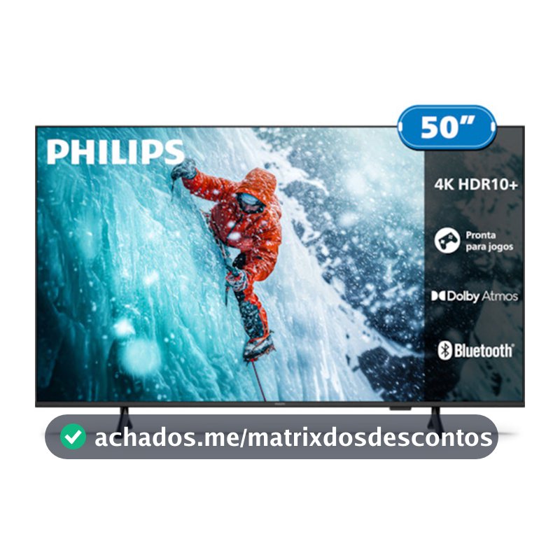 Smart TV Philips 50 Polegadas 4K 50PUG7300/78 UHD Titan OS Pixel Precise Comando de Voz