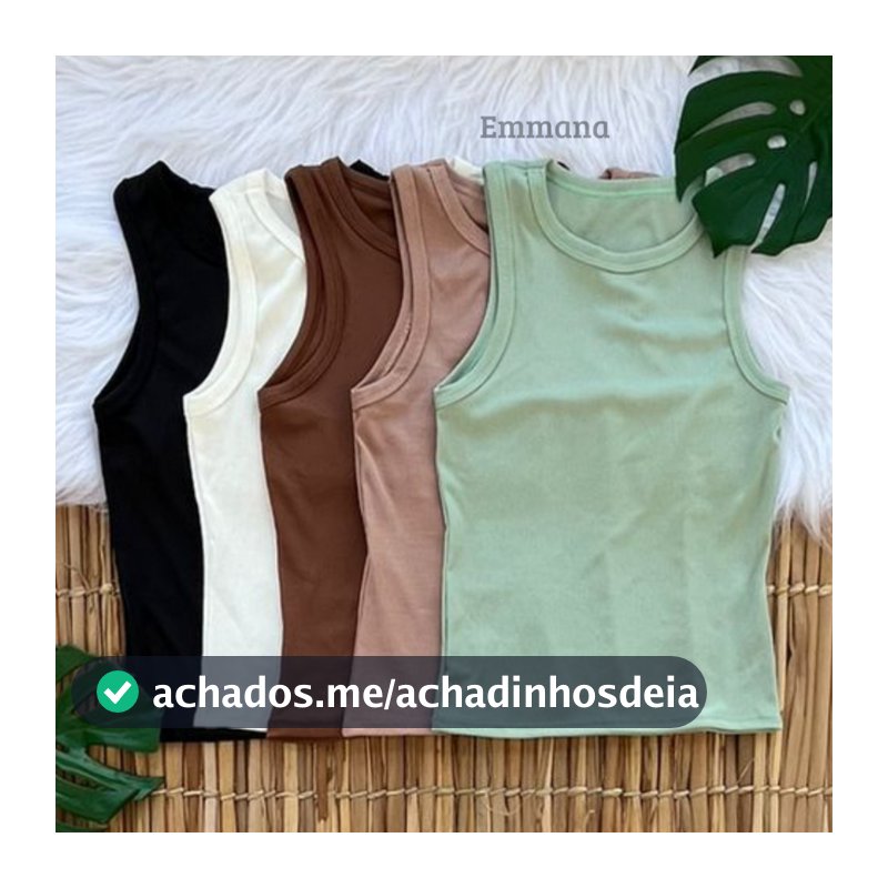 Kit 5 Regata Canelada Feminina Lisa Blusa Básica Camiseta Casual