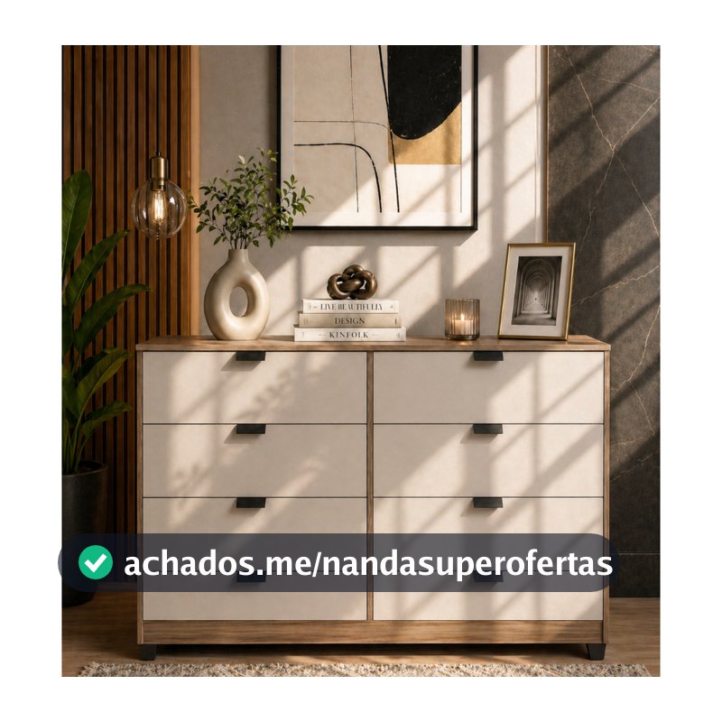 Cômoda Industrial 8 Gavetas P/ Quarto Casal Design Moderno Adulto Sapateira Off White Madeirado Espaçosa Cinza Branco