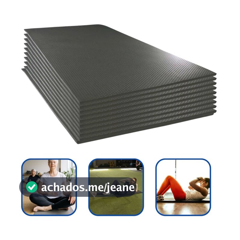 Colchonete Eva Antiderrapante Academia Yoga 100x50cm 10mm Preto Qualidade Premium Envio Imediato
