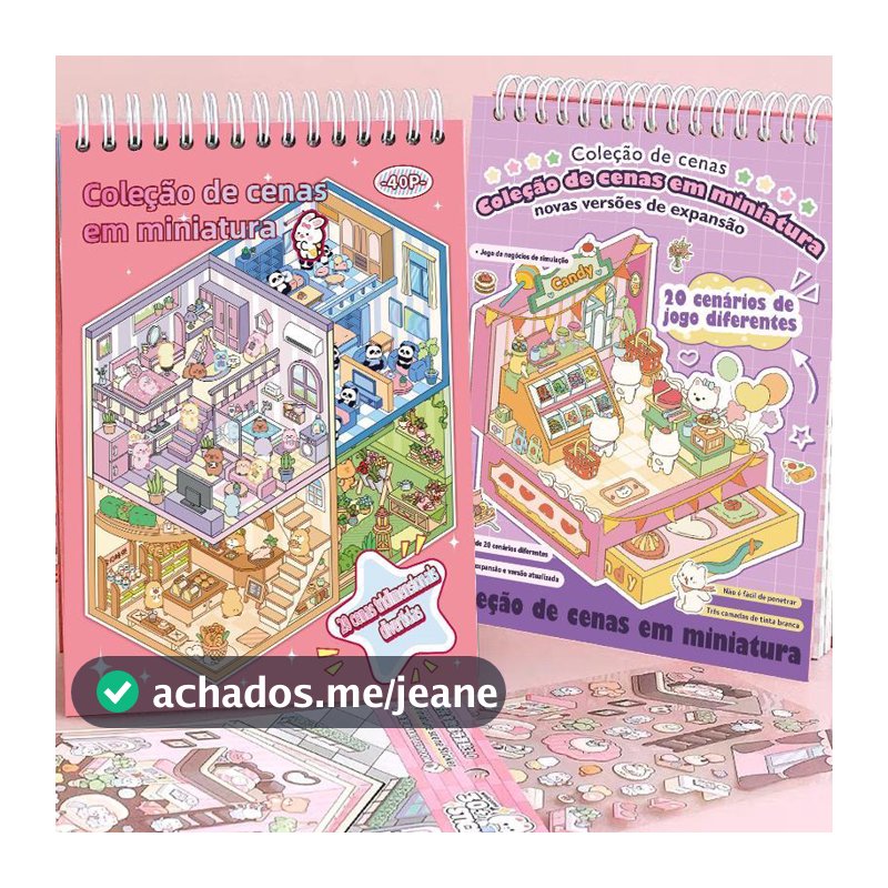 Caderno De Adesivos 3D Com 20 Cenas Diferentes | 40 Páginas | DIY, Relaxante, Educativo | Livro Silencioso Para Crianças