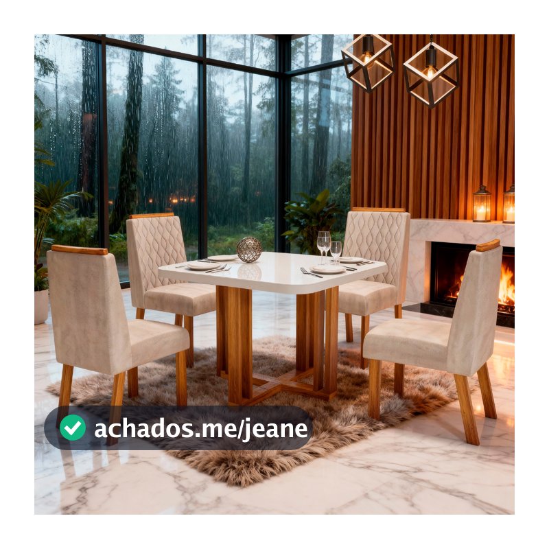 Sala de Jantar 90x90 Paola Tampo OFF-White 4 Cad Bom Pastor
